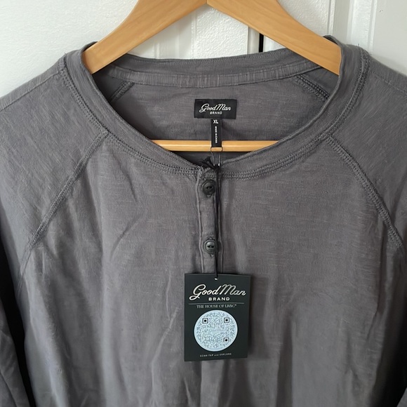 GOODMAN Henley! NWT! Men’s XL, Grey, long sleeved! - Picture 3 of 6